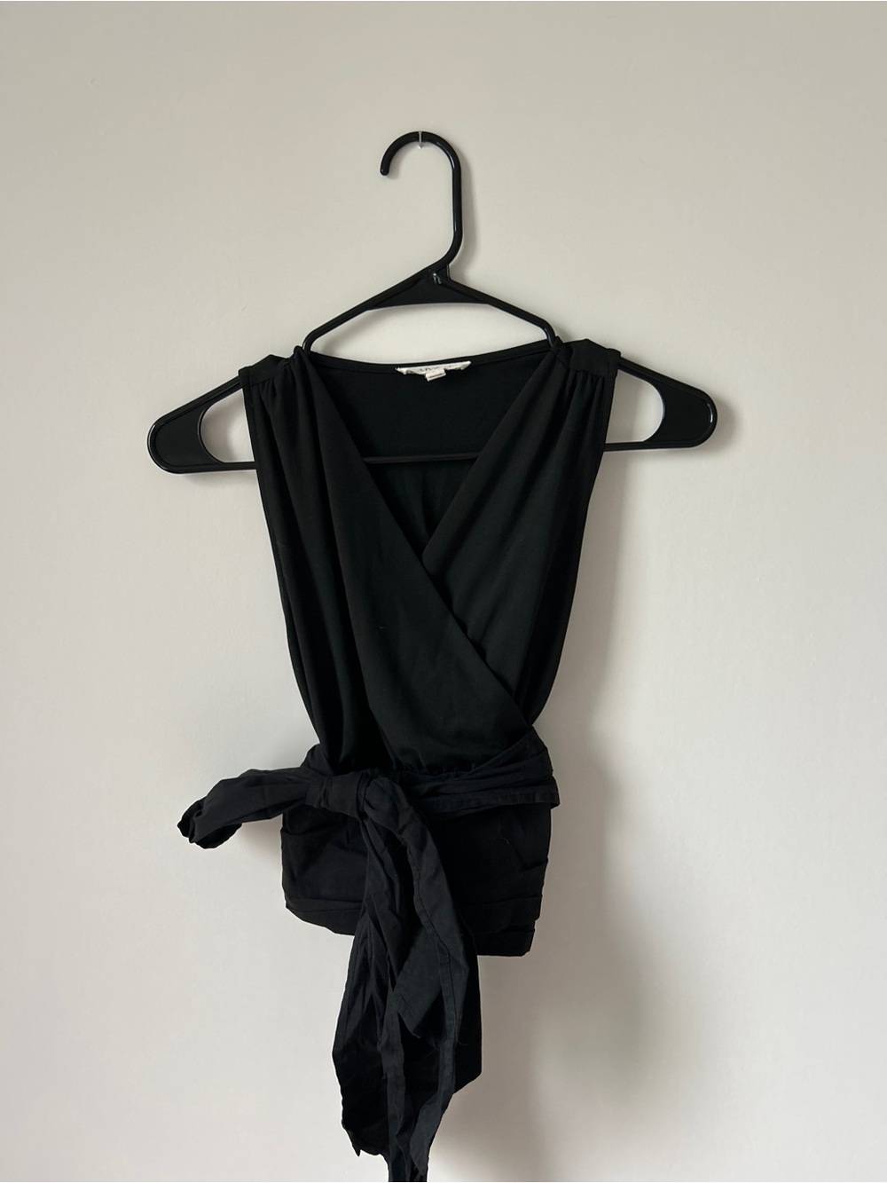 Sleeveless Black Wrap Tie-Front Camisole